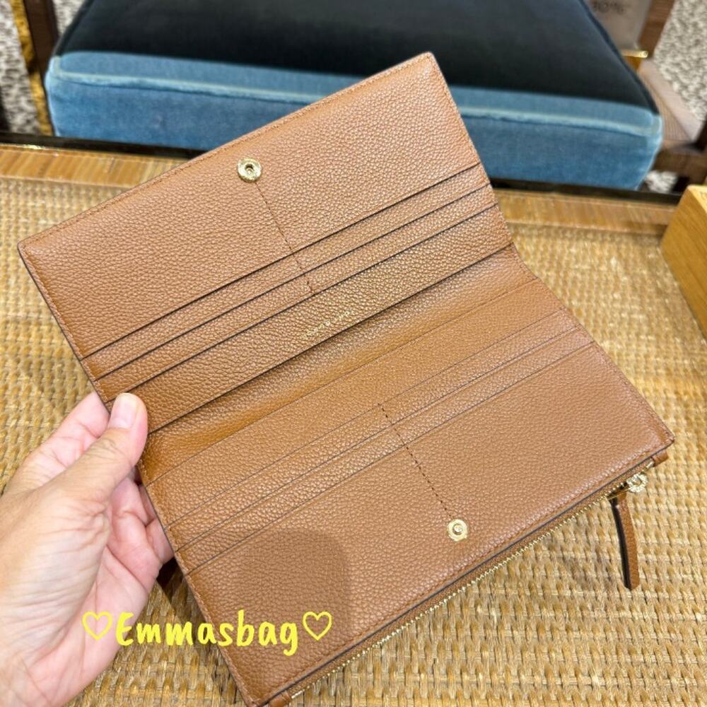 Tory Burch Tan Zip Wallet - Classic Leather Wristlet - Picture 9 of 10